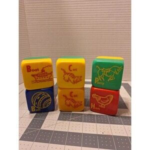 Vintage plastic Rattle animal blocks Unbranded